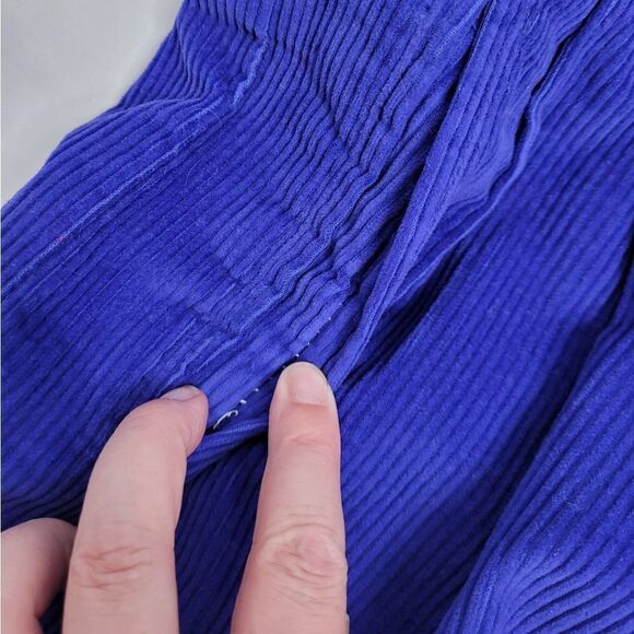 VINTAGE 90s corduroy shorts royal blue ultra high rise bermuda wide‎ wale S - Picture 7 of 8